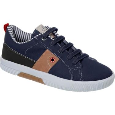 Imagem de Sapatênis Infantil Casual Urbano, Azul Marinho e Caramelo, com Elástico e Solado Antiderrapante (Azul Escuro, BR, Criança de 4 a 8 anos, Numérico, 29)