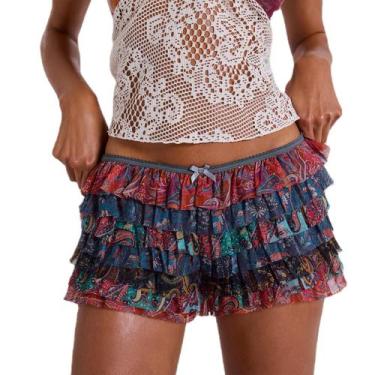 Imagem de Shorts Bloomer Amiblvowa com babados, acabamento em renda, Lolita, ver