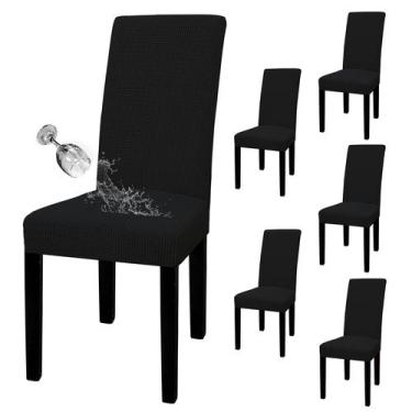 Imagem de Conjunto de 6 capas de cadeira Easy-Going impermeáveis Parson pretas