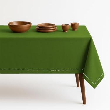 Imagem de HEIRLOOM COMFORT Toalha de mesa verde menta, 100% algodão, 152 x 203 cm, serve para 6 a 8 lugares, durável, lavável, resistente a rugas, mesa retangular para jantar, eventos de primavera, chás de bebê