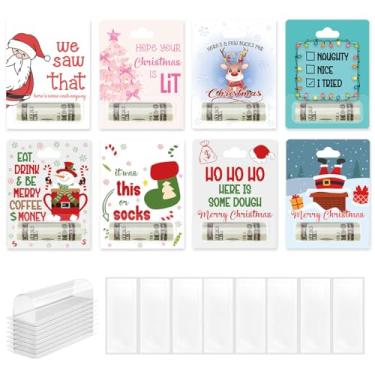 Imagem de 8 peças de suporte de dinheiro de Natal para presente de dinheiro, ideias de presente para adolescentes, meninas, meninos, porta-cartões com capa de plástico e adesivo para decoração de árvore de