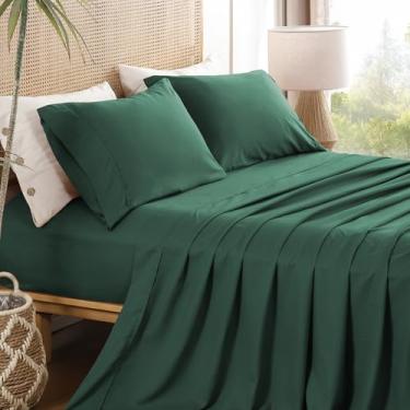 Imagem de Jogo de lençol solteiro de 3 peças, lençóis de cama de microfibra macia e respirável com bolso extra profundo de 40 cm, roupa de cama de hotel de luxo fácil de cuidar, verde-oliva