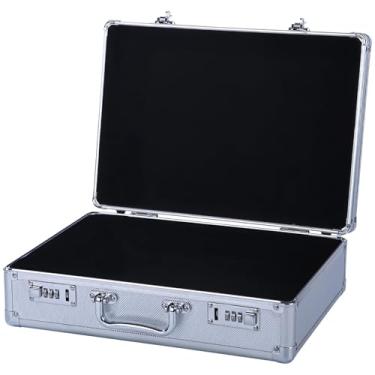 Imagem de SAFESilver Cofre de viagem metálico com estrutura de liga de alumínio, 30 x 23 x 14 cm, caixa de bloqueio de 3 dígitos para dinheiro e objetos de valor