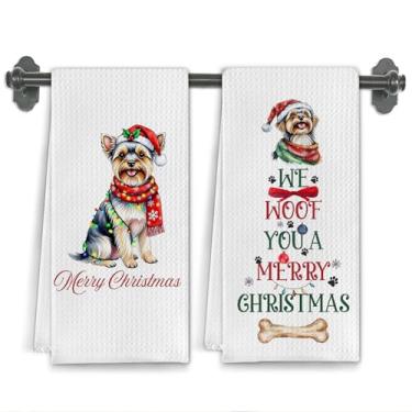 Imagem de Elefeltclave Toalhas de cozinha para cães Yorkshire Terrier de Natal, presentes de Yorkie para mulheres, toalhas de chá para decoração de cozinha, presentes de cachorro pequeno, toalha de mão