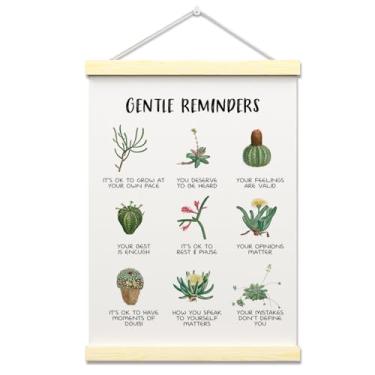 Imagem de ZARYFANCHY Moldura para pôster Gentle Reminders de saúde mental, decoração de parede para escritório de terapia, aconselhamento de terapia de conselheiro escolar, pôster de arte de parede inspirador