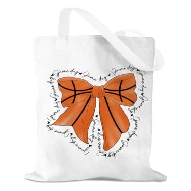 Imagem de Sacola de lona para presente de basquete, acessórios de basquete, presente de aniversário de formatura de dia de jogo para mulheres, meninas, equipes esportivas, professoras, amigas, compras de ombro
