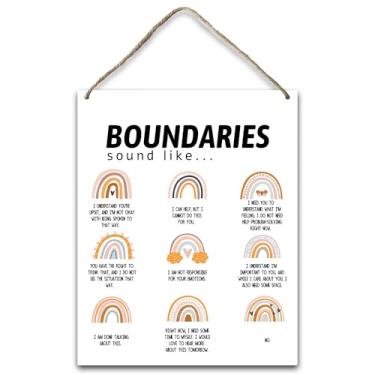 Imagem de Placa suspensa com corda, placa de madeira para decoração de parede de casa, decoração de porta saúde mental placa de madeira arco-íris para sala de jantar sala de jantar aconselhamento psicológico