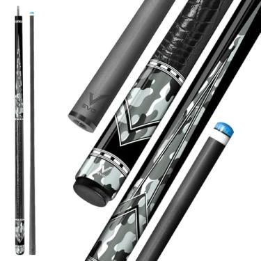 Imagem de EVO Recon bastão de sinuca de fibra de carbono, bastões de piscina de baixa deflexão com junta de 3/8 x 8 pinos e ponta de 12,5 mm, envoltório de couro de microfibra