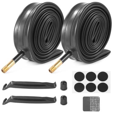 Imagem de 2 peças de tubos 700C, tubos internos de borracha com alavancas de pneu para 700X35C, 700X38C, 700X40C, 700X42C
