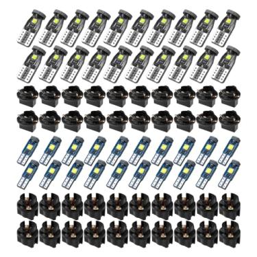 Imagem de Tuxihapp Lâmpada LED de painel de carro T5 T10 de 40 peças, luzes de cúpula automotiva com soquete giratório, lâmpada de cluster de instrumentos automotivos, lâmpada de substituição de mapa interior