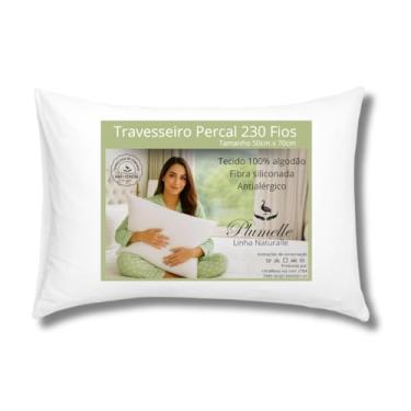 Imagem de Travesseiro Algodão Percal 230 Fios Plumelle, Toque Natural e Suave, Enchimento Antialérgico, Respirável e Lavável em Máquina – 70x50 cm