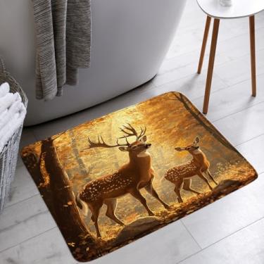 Imagem de Tapete de banho de veado floresta outono alce alce rústico cabana caça outono natureza cênica vida selvagem acampamento campo fazenda chalé banheiro banheira tapetes de chão capacho decoração de vaso