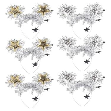 Imagem de MAFENT 6 peças de faixa de cabeça feliz ano novo véspera de ano novo com serpentinas douradas prateadas com glitter piscante para festa de Natal de 2026 Ano Novo