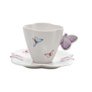 Imagem de Jogo 10 Xícaras De Café Com Pires Borboletas 100ml Wolff