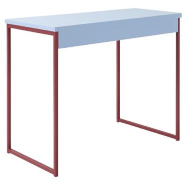 Imagem de Mesa para Home Office e Escritório – Escrivaninha Industrial Compacta com Tampo em MDP, Estrutura de Aço e Design Funcional para Notebook e Computador(Branco/Rose)