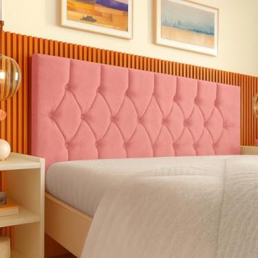 Imagem de Cabeceira Estofada Capitonê para Cama Box Casal 140cm em Suede – Cabeceira Suspensa Decorativa(ROSE)