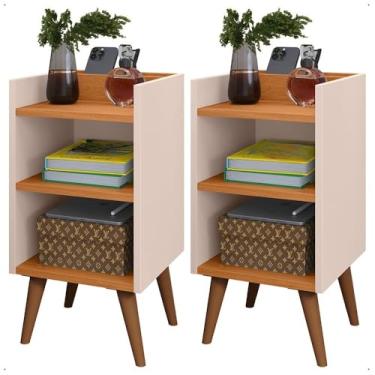 Imagem de Conjunto Quarto: 2 Mesas de Cabeceira Com Prateleira E Cabeceira modulo Adesivo para cama (MOD. BEGE/MAX OFF,0.90-5)