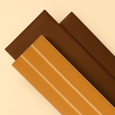 Imagem de Kit Cabeceira Estofada Modular + Painel Ripado MDF para Cama Box Casal Queen King | Decoração de Quarto Moderna(MARROM+FREIJÓ,KIT- CAMA- KING 4 RIPAS +8 CAB)