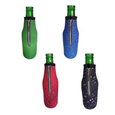 Imagem de Porta Garrafas Long Neck Térmico em Neoprene, 3mm, 355ml, com Zíper, Design de Gotas D'água. (Marinho)