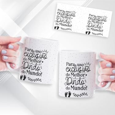 Imagem de Caneca Xicará Dindo ou Dinda. Padrinho ou Madrinha. Branca. Cerâmica 325ml (ARTE 01)