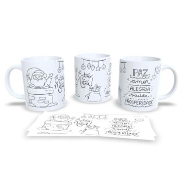 Imagem de Caneca de Cerâmica Natalina, Branca, 325ml, Design de Gatos com Gorro de Natal, Decorativa de Natal (4)