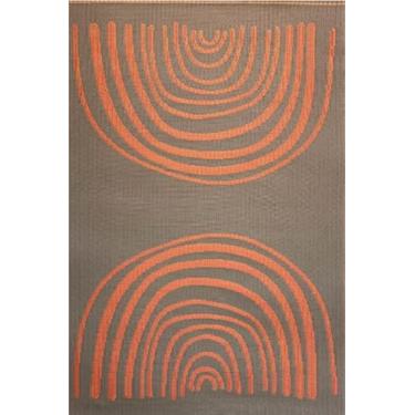 Imagem de Mad Mats Tapete de exterior concêntrico laranja e umber 1,2 m x 1,8 m - plástico reciclado, reversível e resistente a UV
