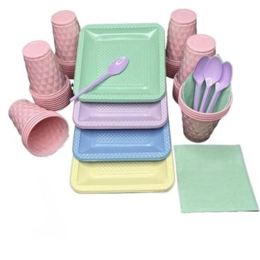 Imagem de Kit 180 Itens Festa Aniversário Completo Candy Pastel Descartável Pratinho Copo Colher Guardanapo P/ 40 Pessoas (Sortidos 4)