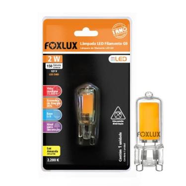 Imagem de Lâmpada Filamento Foxlux Halopin G9 2W 127V Luz Amarelada para Lustres