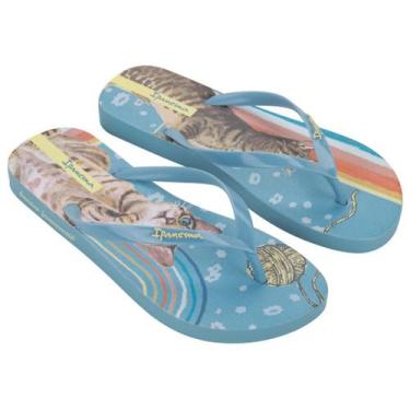 Imagem de Sandália Chinelo Love Pets Ipanema Kirei Print AD, Azul, Amarelo, Bege
