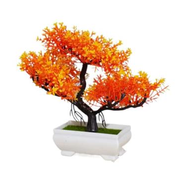 Imagem de Bonsai Artificial,Planta Artificial Decorativa para Casamento,Árvore Pequena Realista de Plástico(Laranja Outono)