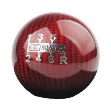 Imagem de Manopla De Câmbio Em Fibra De Carbono Preto Com Linha Vermelha Para Ho