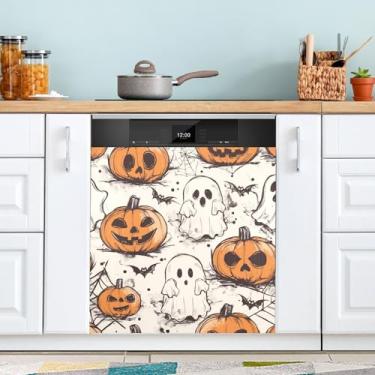 Imagem de ATTX Linda capa de ímã para lava-louças, elemento de Halloween, 58,4 cm C x 66 cm A, decoração da capa da máquina de lavar louça, decalques de armário doméstico e eletrodomésticos adesivos #214
