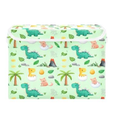 Imagem de SEHANY Cestas de armazenamento engraçadas de dinossauro com tampas, organizador de caixa de armazenamento dobrável, caixas de armazenamento de armário de tecido para roupas cobertor de escritório