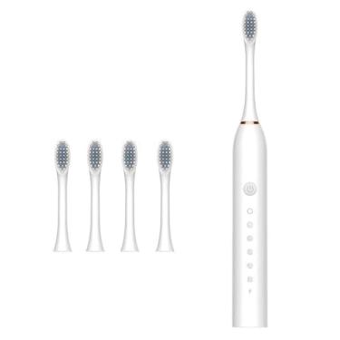 Imagem de Escova de dentes elétrica recarregável IPX7 Com Cabeça Substituivel inteligente À Prova D'água(branco)