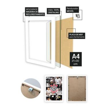 Imagem de Quadro Vai Corinthians com Vidro e Moldura Branca Tam:A4 - Spark Loja