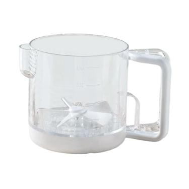Imagem de ＫＬＫＣＭＳ Batedor de ovos com copo medidor transparente e balança, utensílio de cozinha portátil com bico filtrante, ideal para misturar creme, milkshake e, Branco