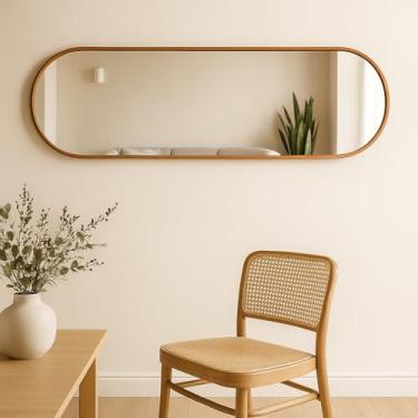 Imagem de Espelho Cápsula Decoração Premium Do Tamanho Compacto ao Corpo Inteiro Design Moderno com Máxima Amplitude para Banheiro Quarto Sala Hall Camarim (Caramelo, 110x30)