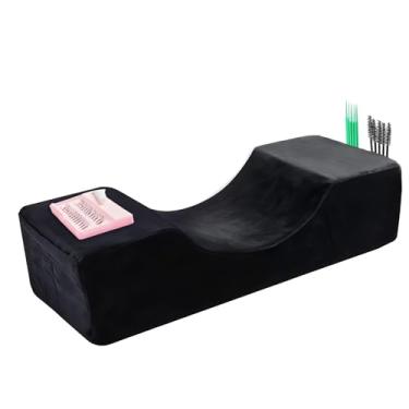 Imagem de Almofada de pescoço confortável com extensão de cílios, almofada de contorno de pescoço de espuma viscoelástica para suporte para dormir, travesseiro de enxerto de cílios de salão de beleza, cervical