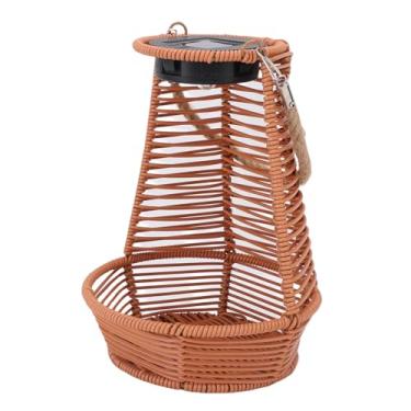 Imagem de Garosa Jardim Luz Solar Rattan Pendurado Plantador à Prova Dwaterproof água Ao Ar Livre Lanterna Solar para Terraço Varanda Elegante Iluminação Decorativa 24x18cm Quente Led (#12)