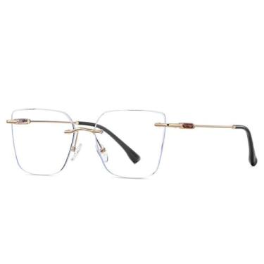 Imagem de Óculos de sol sem aro da moda feminina, armação de metal com dobradiça transparente (vinho tinto)