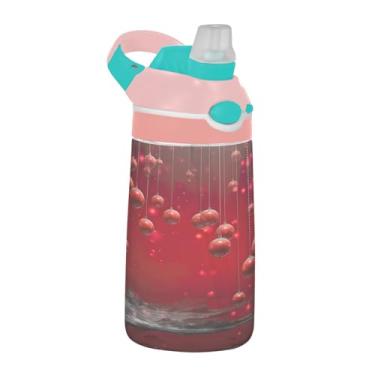 Imagem de YETTASBIN Garrafa de água infantil bola de Natal 473 ml com tampa de canudo para meninos Gril - copo esportivo reutilizável à prova de vazamento livre de BPA transparente Tritan com gancho para escola