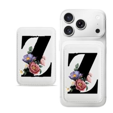 Imagem de Carteira magnética com padrão de letras para iPhone, capa fina de couro PU, capa para cartão, capa traseira para cartão, acessório de telefone fofo, Z, Bonito