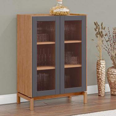 Imagem de Cristaleira 2 Portas Vidro Canelado 80 Cm 2156 Tauari Concret Milani Store