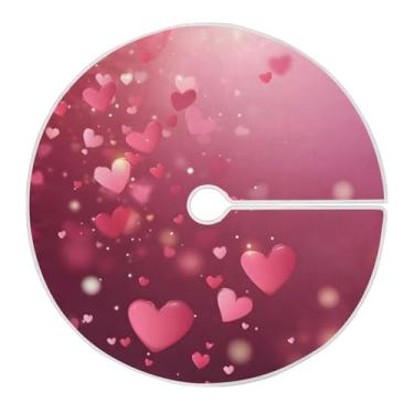 Imagem de Qilmy Saia de árvore de Natal coração amor dia dos namorados 90 cm, saia de camurça para árvore de Natal adequada para decoração de armário em ambientes internos e externos, festas, escritórios, lojas