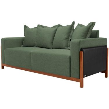 Imagem de Sofá 03 Lugares 198cm Khali B04 Linho Verde Couríssimo Preto - Lyam