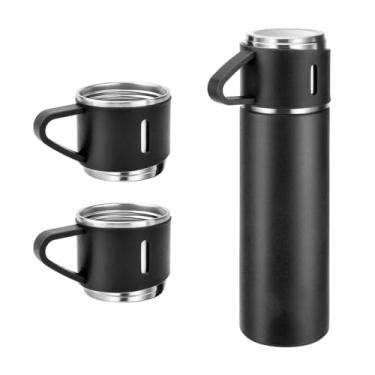 Imagem de Kit Garrafa Térmica 500ml - 3 Canecas (Preto)