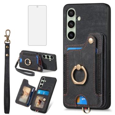 Imagem de Asuwish Capa de telefone para Samsung Galaxy S25 FE 5G capa carteira com protetor de tela de vidro temperado alça de pulso cordão RFID suporte para cartão de crédito anel suporte celular S 25 EF S25FE