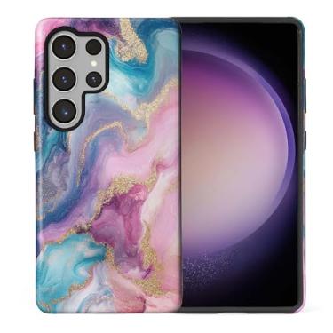 Imagem de CARLOCA Compatível com Samsung Galaxy S25 Ultra Full Body Matte Case para meninas meninos capa dura à prova de choque para Samsung Galaxy S25 Ultra Fashion padrão dourado glitter colorido redemoinhos