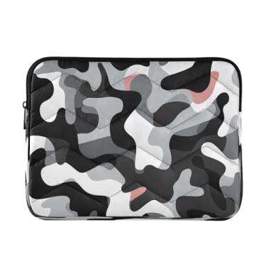 Imagem de Wassud Capa para laptop 14 polegadas preto e branco camuflagem à prova de choque à prova d'água poliéster bolsa para laptop capa para notebook computador tablet