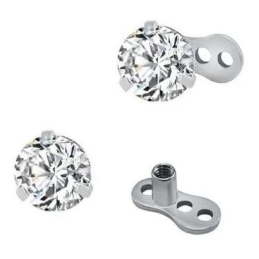Imagem de Piercing Microdermal Zirconia Pedra Aço - Prateado - 3 Mm - De Castro 